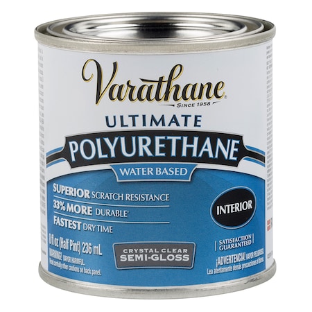 Rust-Oleum 1/2 Pt Crystal Clr Varathane WaterBased Inter Polyurethane Semi-Gloss 200161H